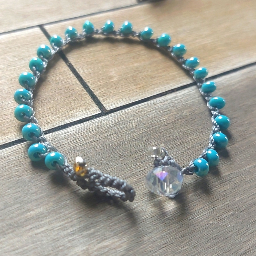 Handcrafted Bead Crochet Bracelet in Turquoise